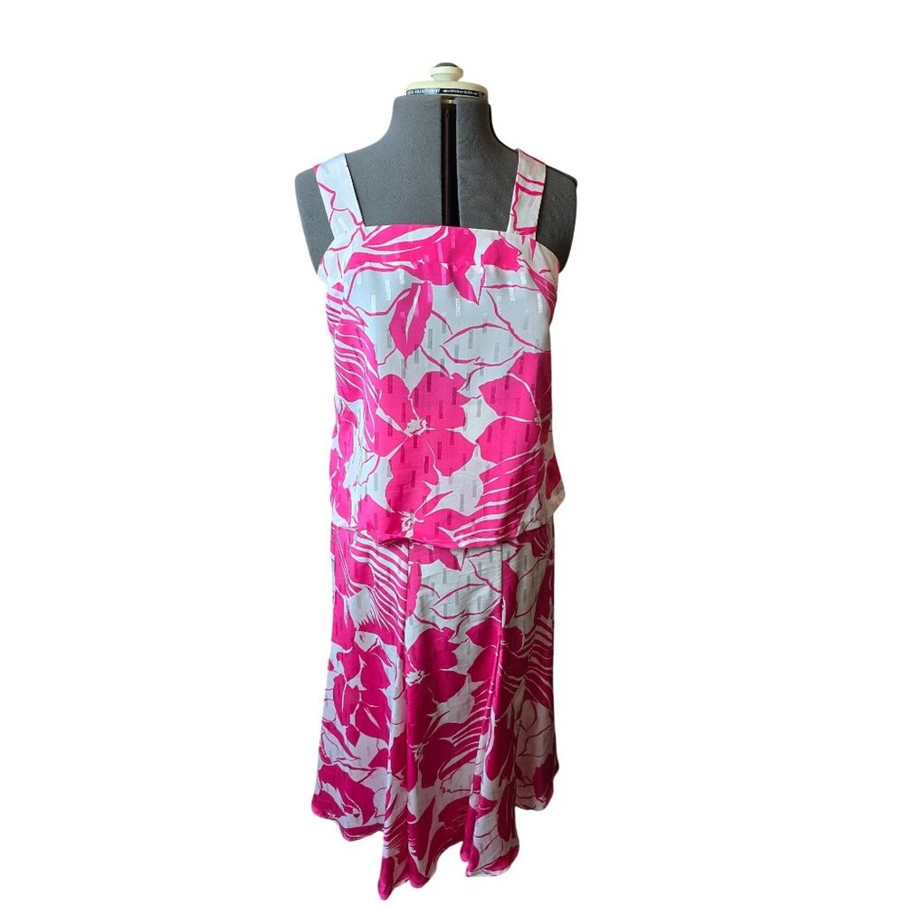 Vintage Givenchy En Plus Pink & White Floral Skirt Set M/L Cruise Beach‎ Summer